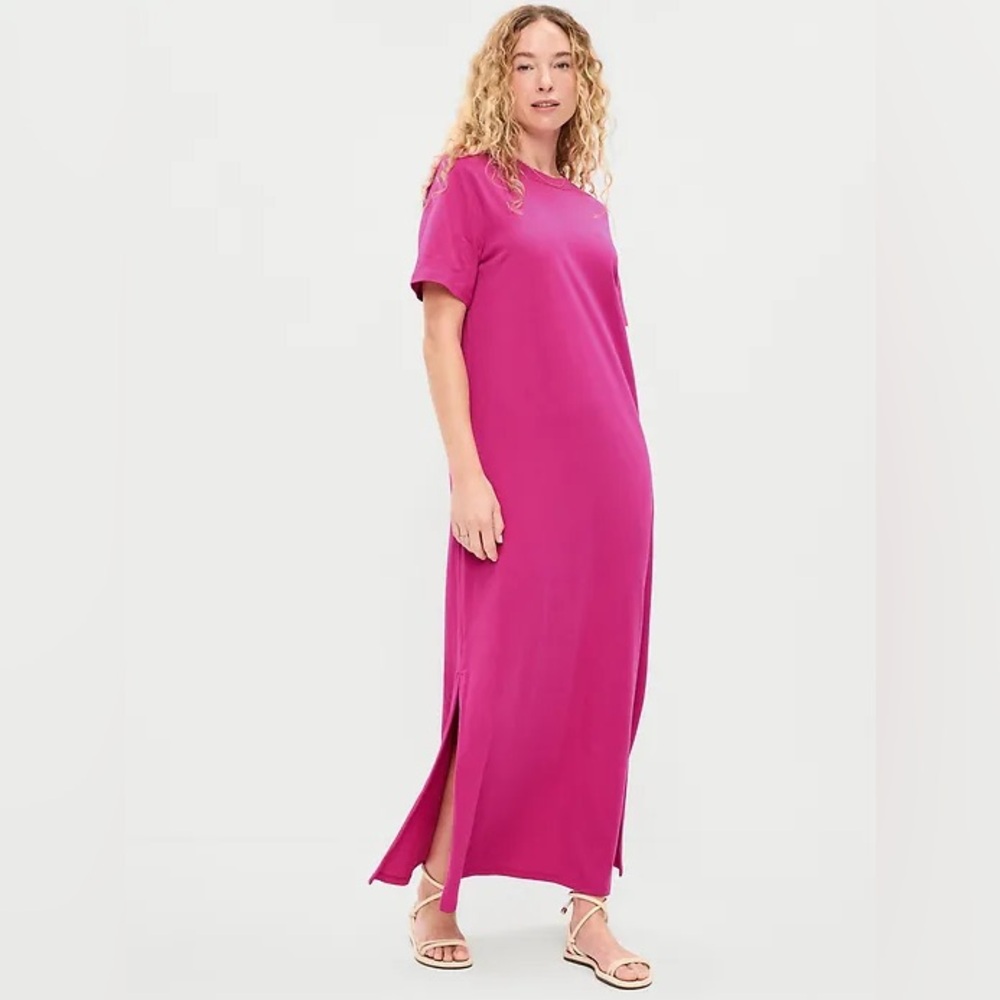 Old Navy Women's Magenta Maxi T-Shirt Dress Small
